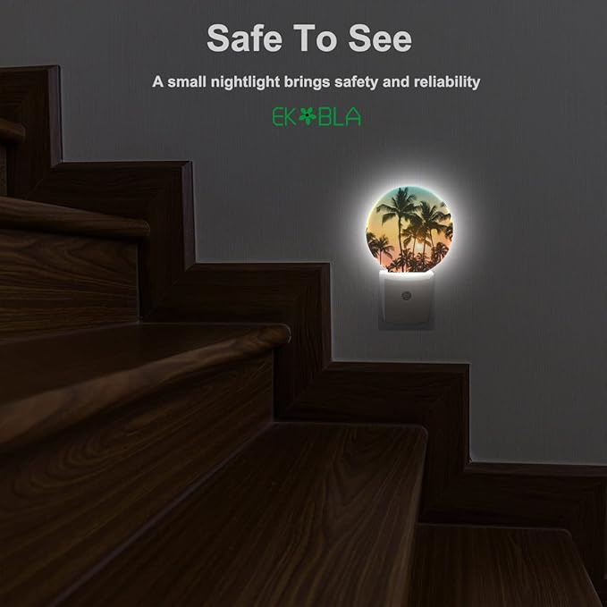 EKOBLA Palm Tree Night Lights Plug into Wall Beach Sunset Plug-in Nightlights - Image 8