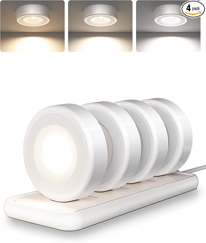 EZVALO LED Puck Lights with Charging Station, Rechargeable Sitck On Tap Lights by EZVALO