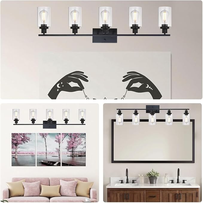 MELUCEE 40 Inches Length 5-Light Bathroom Vanity Light Fixtures Black - Image 5