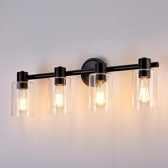 4 Light Bathroom Wall Light Fixtures Black Bathroom Wall Sconce - Image 9