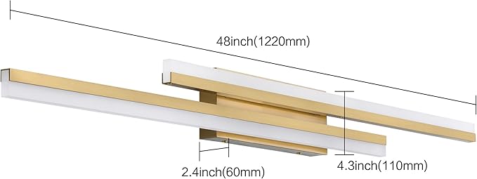 PRESDE 48 Inch LED Bathroom Light Fixtures Over Mirror Brushed Gold Vanity - Image 5