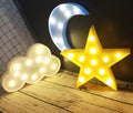 3PCS Decorative LED Crescent Moon Cloud and Star Night Lights Lamps Marquee by Wanxing