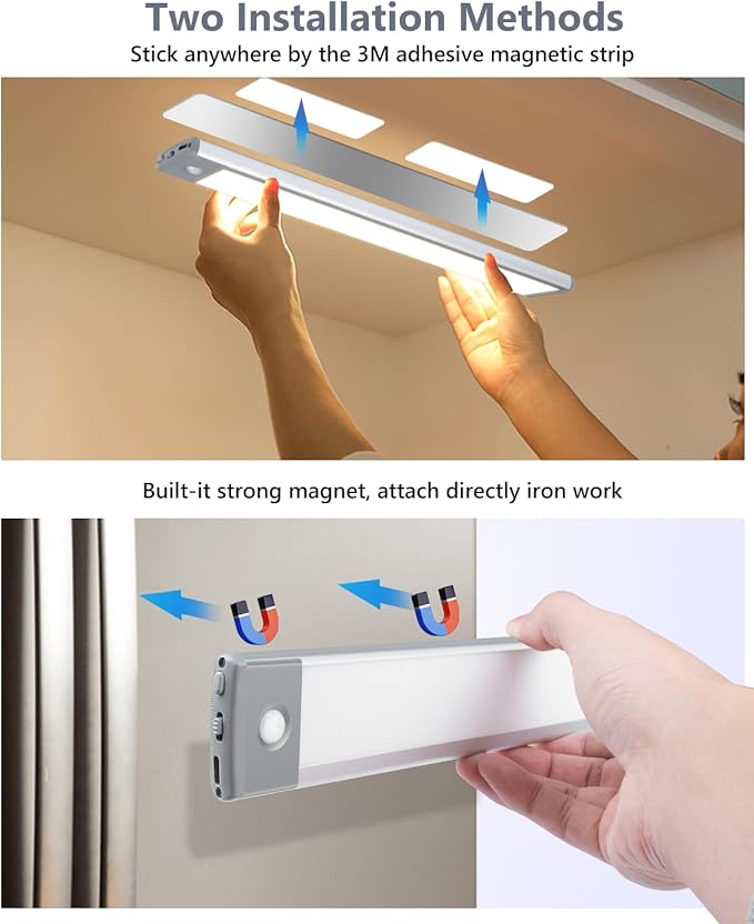 PRIORARE Motion Sensor Under Cabinet Lighting 3 Color Temperatures, 60-LED - Image 8