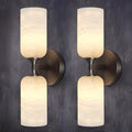 14in Modern Spanish Natural Marble Bathroom Vanity Sconces, Alabaster Wall by Sucelating