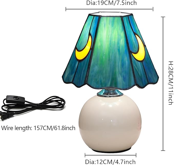 Tiffany Lamp - Mushroom Stained Glass Table Lamp 7.5x7.5x11 Inches - Mushroom - Image 4
