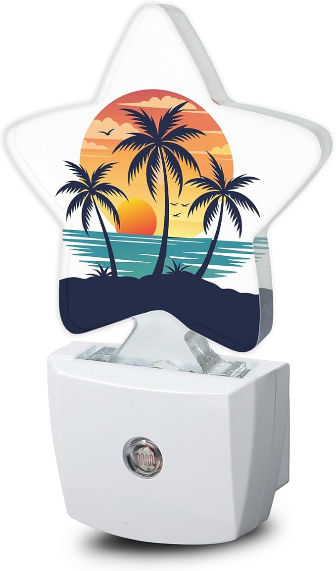 Tropical Sunset Tree Night Light Plug-in Dusk to Dawn Smart Sensor White Led by Losthll