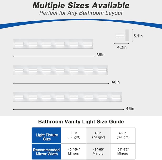 IZORRO LED Modern Bathroom Lights Fixtures, Matte White Acrylic Wall Lighting - Image 3