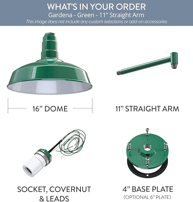 Steel Lighting Co. Gardena Barn Light | Outdoor Wall Mounted | 16" Dome | 11" - Image 6