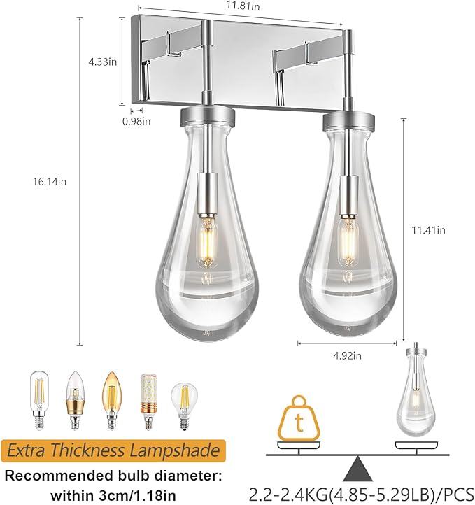 Raindrop Wall Sconces Chrome Crystal Sconces Wall Decor Modern Lighting Glass - Image 2