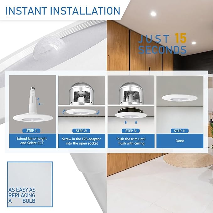 Jolux 5/6" Retrofit LED PIR Motion Sensor Recessed Lighting, Adjustable 5CCT - Image 7
