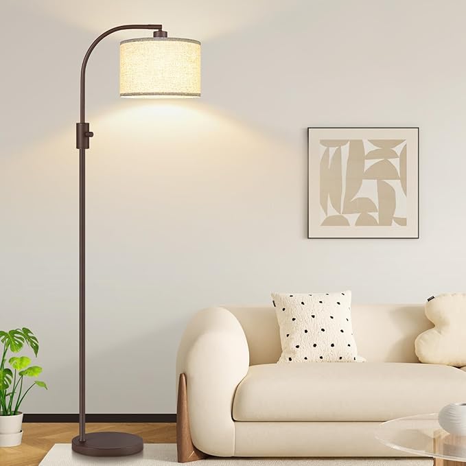 【Upgraded】 Dimmable Matte Brown Floor Lamp, 1200 Lumens LED Bulb Included by Nintiue