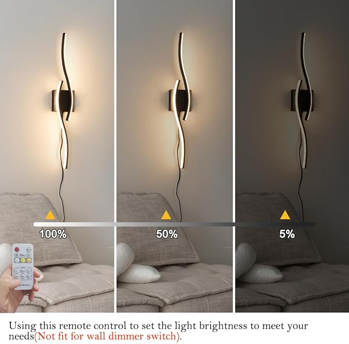 Plug in Wall Sconces Set of 2, Modern Plug in Sconce - Image 5