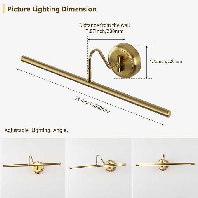 JOOSENLUX Battery Operated Picture Lights Modern Wireless Wall Lights 24.4" - Image 6