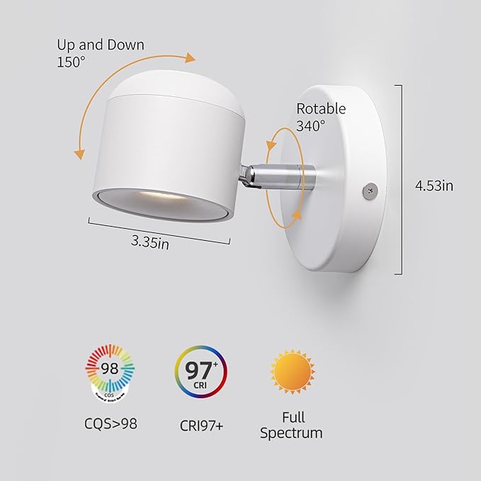 Aisilan 7W Modern Adjustable Wall Sconce Bedside Wall Light LED Wall Reading - Image 2