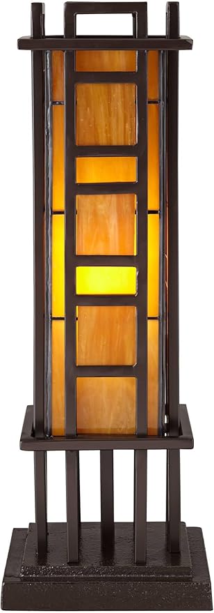 Robert Louis Tiffany Prairie Style Mission Rustic Pillar Accent Table Lamp - Image 8
