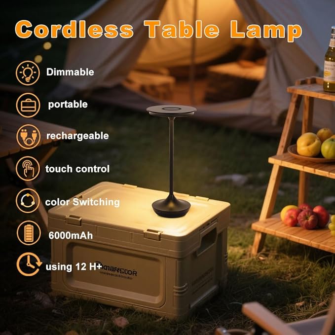 EJQ Cordless Table Lamp Rechargeable, 6000mAh Battery Operated LED Table Lights - Image 4