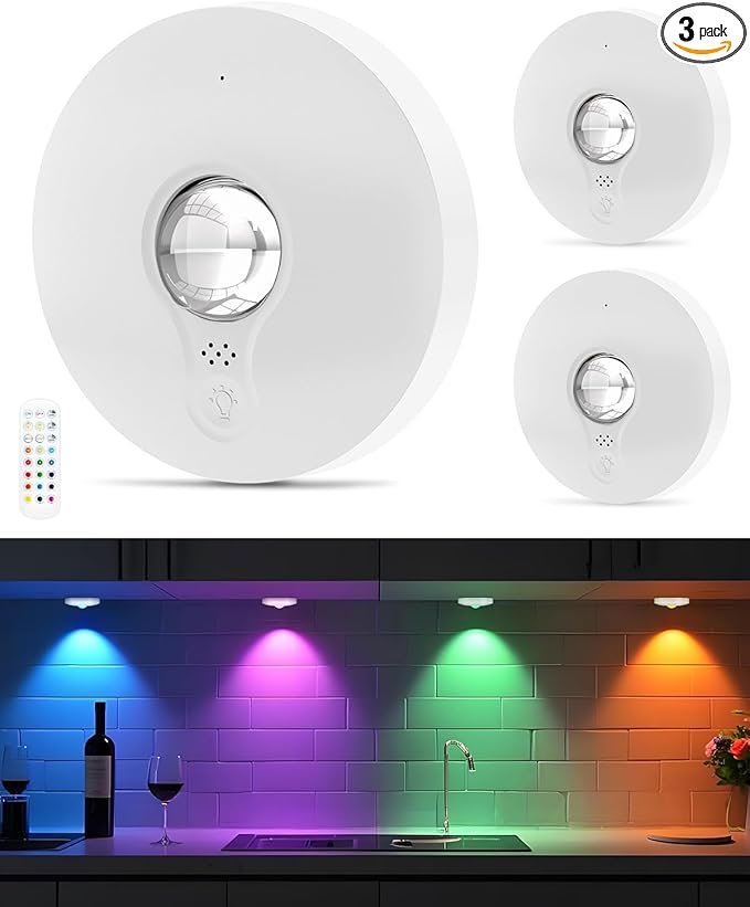 Rechargeable RGB Puck Lights by Aokpsrt