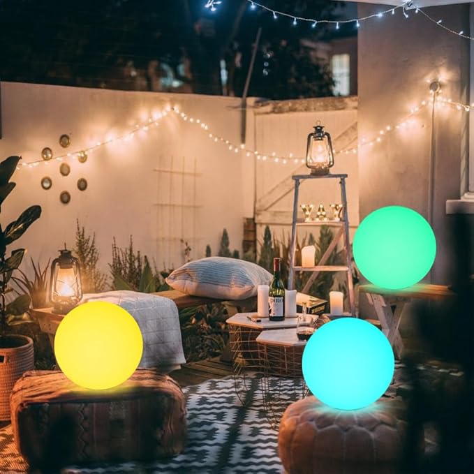 12 Inch Solar Glowing Ball Light Outdoor, Solar Garden Globe Light w/Remote - Image 3