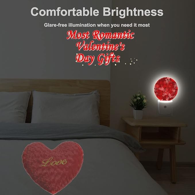 EKOBLA Red Hearts Night Lights Plug into Wall Romantic Red Love Heart - Image 4