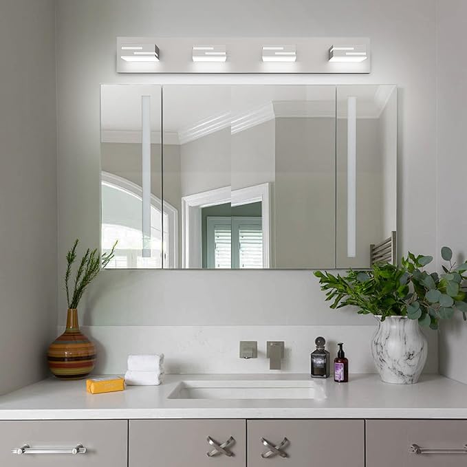 LED Modern Bathroom Vanity Light Fixtures, 4-Light 28-inch Dimmable Brushed - Image 8