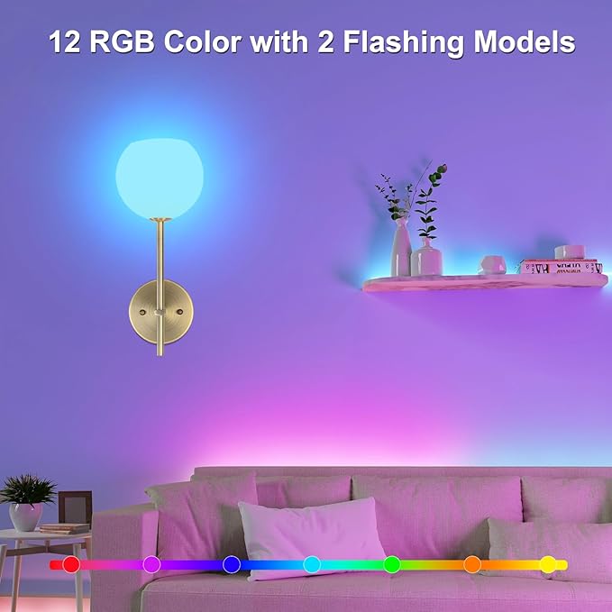Brass Battery Operated Wall Sconces Set of 2, Rechargeable Wireless Wall Lights - Image 3