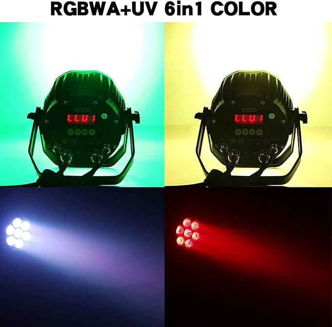 SHEHDS Par Lights IP65 Waterproof Outdoor LED 7x18W RGBWA+UV Lighting Stage - Image 3