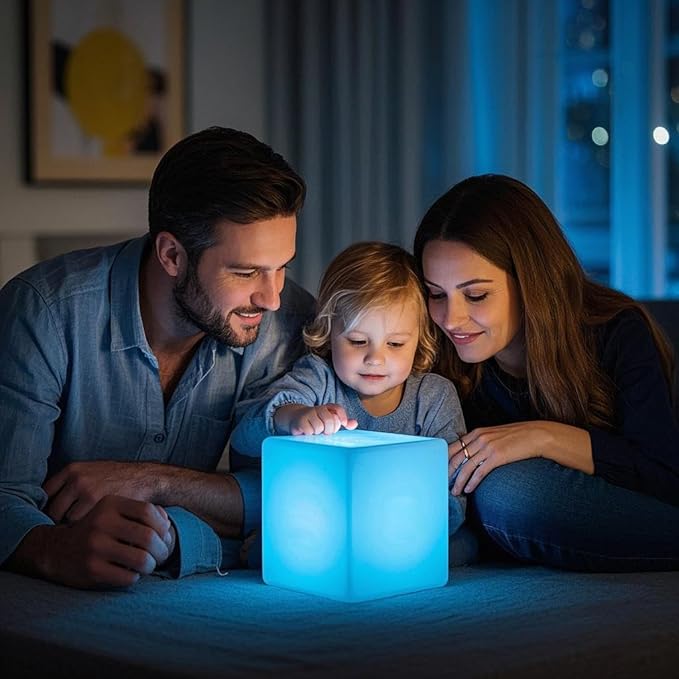 Mr.Go Rechargeable LED Color-Changing Light Cube 8", Dimmable Soothing Mood Lamp - Image 2