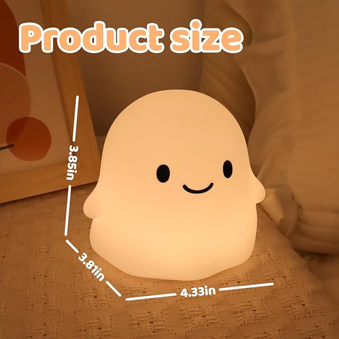 Halloween Ghost Night Light, 50-Hour Battery & Pat Control, Cute Squishy Lamp - Image 9