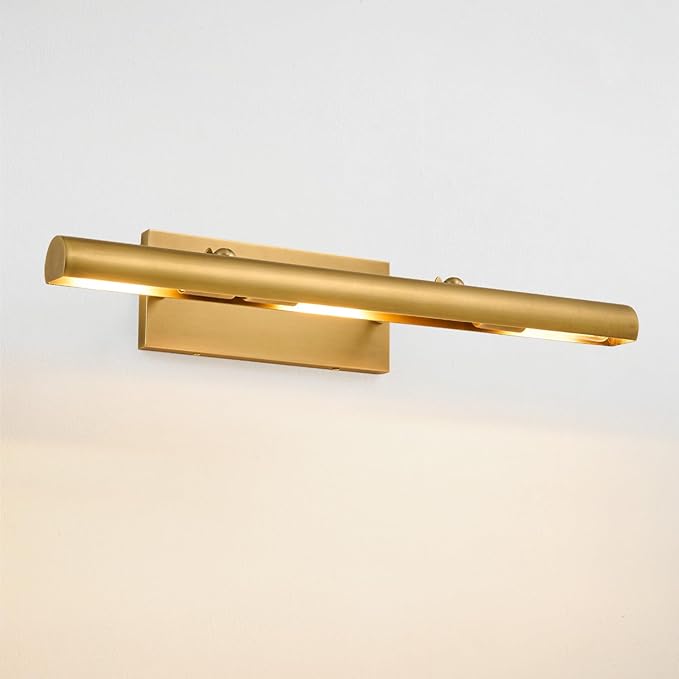 Brass Picture Light for Wall: 24-Inch Hardwired Dimmable Vintage Brushed Gold by HONIEGG