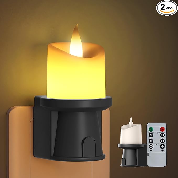 Nightlight Flameless Candle, Electrical Outlet Plugs w/Dusk Dawn Sensor Auto by AnaNicozy