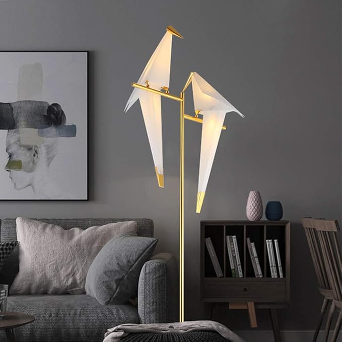 MORE CHANGE 68In Modern LED Floor Lamp, Bird Floor Light Gold Metal Fixtures by MORECHANGE