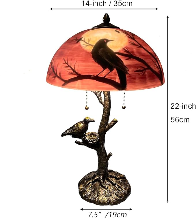 Bieye L10969 Ravens Sitting on Bare Tree Branch Against Full Moon Hand-Painted - Image 7