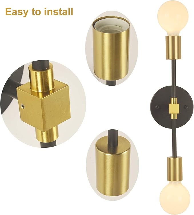 2 Lights Bathroom Wall Sconce Vanity Modern Industrial Wall Lamp Pole Wall - Image 6