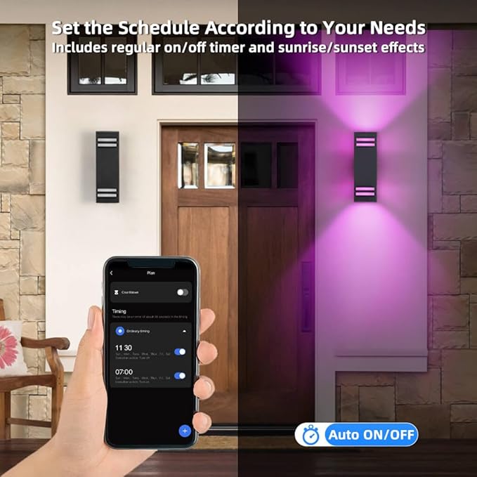 SHIMR Smart Outdoor Lights Color Changing 2 Pack, RGB+2700K-6500K Outdoor Wall - Image 9