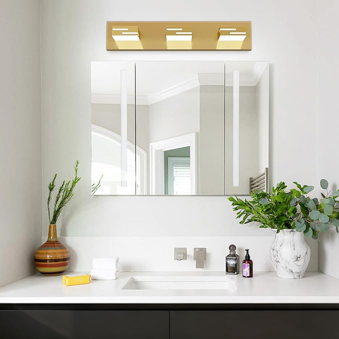 LED Modern Bathroom Vanity Light Fixtures, 3-Light 22-inch Dimmable Gold Vanity - Image 7