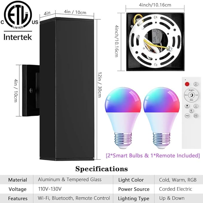 KIZON Smart Outdoor Wall Lights RGBCW Color Changing, Modern Dusk to Dawn - Image 7