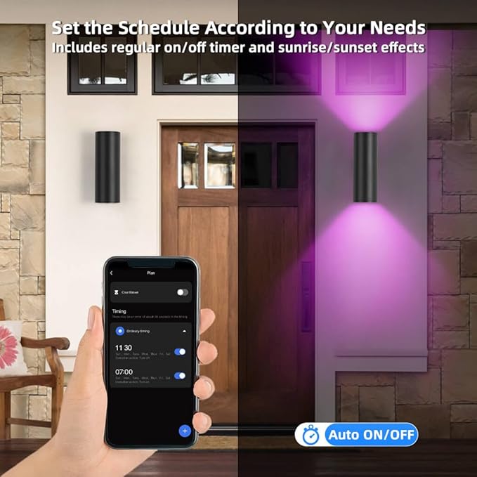 SHIMR Modern Outdoor Wall Lights Color Changing, RGBCW Smart Outdoor Lights - Image 9