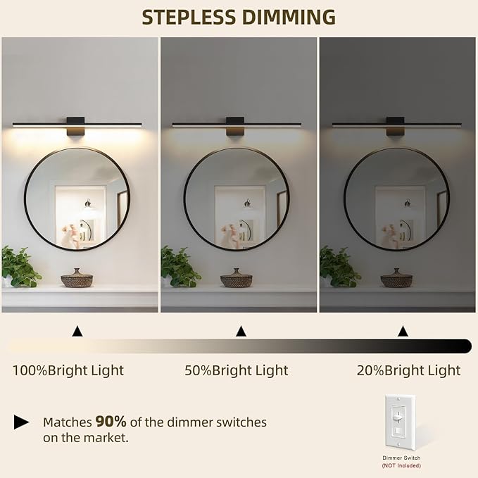 Bathroom Light Fixtures Over Mirror, 36 Inch Black Bathroom Vanity Light - Image 5