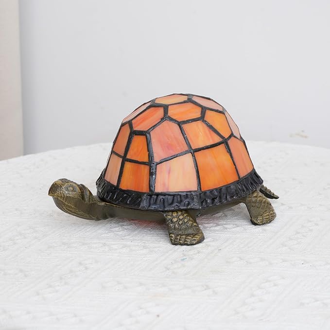 Orange Turtle Lamp Tiffany Bedside Table Lamp Retro Decor Art Nightstand Light - Image 6