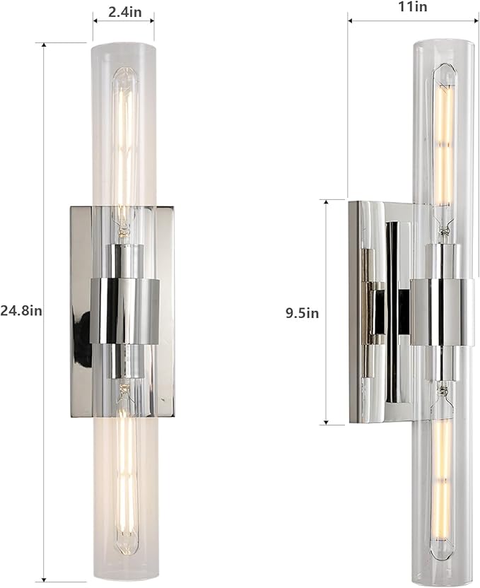 22.8" Sconces Wall Lighting, Bathroom Nickel Vanity Lights Fixtures - Image 8