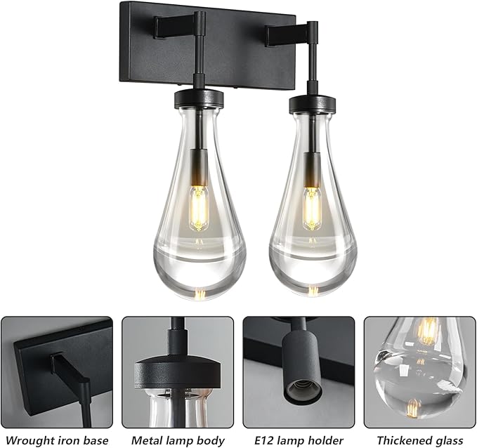 Raindrop Wall Sconces Black Crystal Sconces Wall Decor Modern Brass Lighting - Image 7