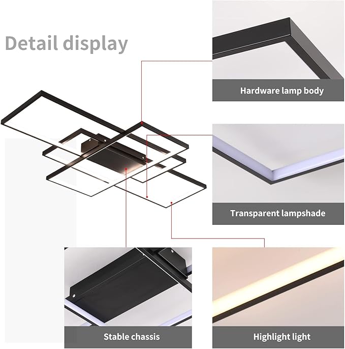 GEADI Large Modern LED Ceiling Light, 35.4" Dimmable Flush Mount Ceiling Lights - Image 5