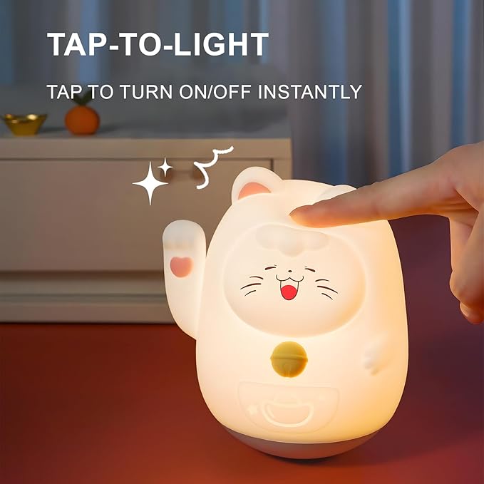 Cute Cat Night Light for Kids, LED Nursery Lamp Dimmable & Rechargeable - Image 3
