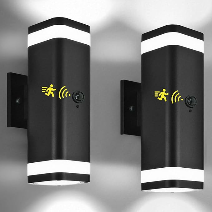 wowlite 2 Pack Motion Sensor Outdoor Wall Lights, Dusk to Dawn Outdoor Lighting by wowlite