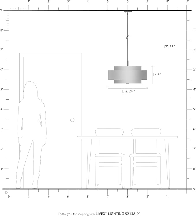 Livex Lighting Fabric Shade 52138-91 Meridian 5 Light Brushed Nickel Pendant - Image 7