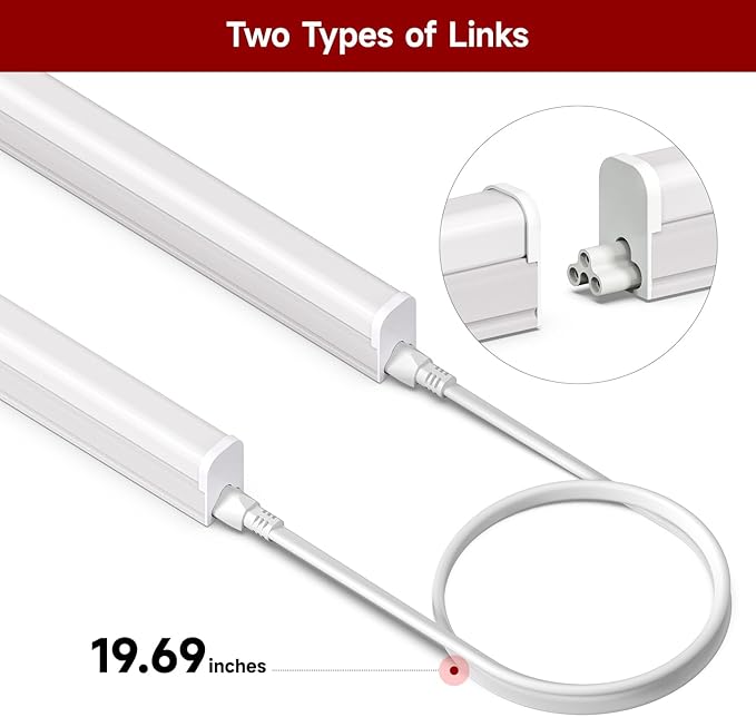 8 Pack T5 LED Shop Light 2FT, 1100LM Super Bright, Linkable Under Cabinet - Image 4