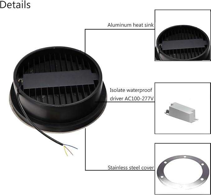 18W Outdoor In Ground Lights, Diameter 8 inches, Wired Landscape Lighting - Image 4