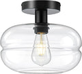 Semi Flush Mount Ceiling Light Fixture, 10-1/2 Inch Clear Glass Shade by Unknown