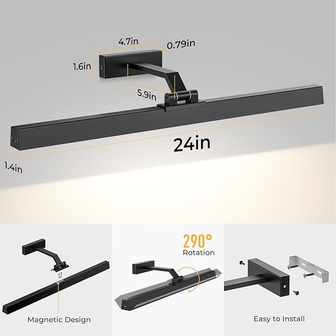 Picture Lights for Wall, Battery Operated Picture Light 24in Gallery Light for - Image 7