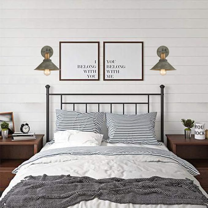 Vintage Farmhouse Wall Sconces Hardwired or Plug-in Bedroom Bath Wall Lamps Set - Image 3